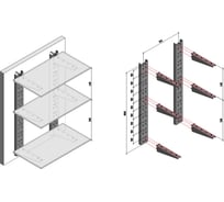Комплект-2 PREFAB (Стойка крепления кронштейна 1000 мм - 2 шт. Кронштейн 300 мм - 6 шт.) CN-2-PRF