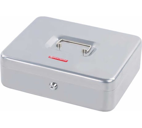 Ящик для денег, ценностей, документов, печатей BRAUBERG 90х240х300 мм, ключевой замок, серебристый 291060