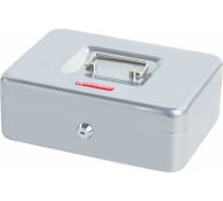 Ящик для денег, ценностей, документов, печатей BRAUBERG 90х180х250 мм, ключевой замок, серебристый 291059