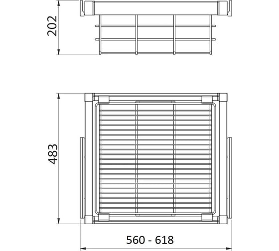 Корзина для белья GTV в модуль 600 мм, графит WG-KOSZ60-60