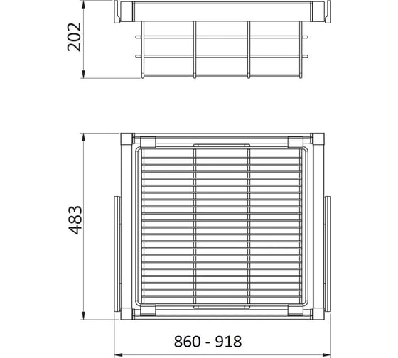 Корзина для белья GTV в модуль 900 мм, графит WG-KOSZ90-60