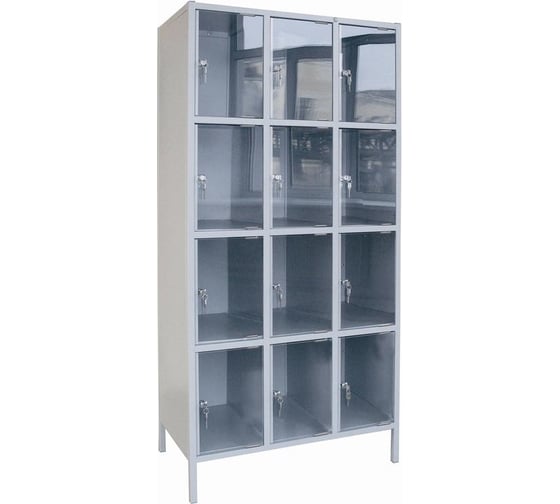 Шкаф для сумок ООО Комус N_ШМ-12КХ-С, 12 ячеек, оргстекло 898x500x1862 286890 1