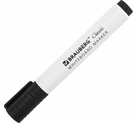 Маркер для белой доски BRAUBERG Classic стираемый, черный, 3 мм, с клипом 152113