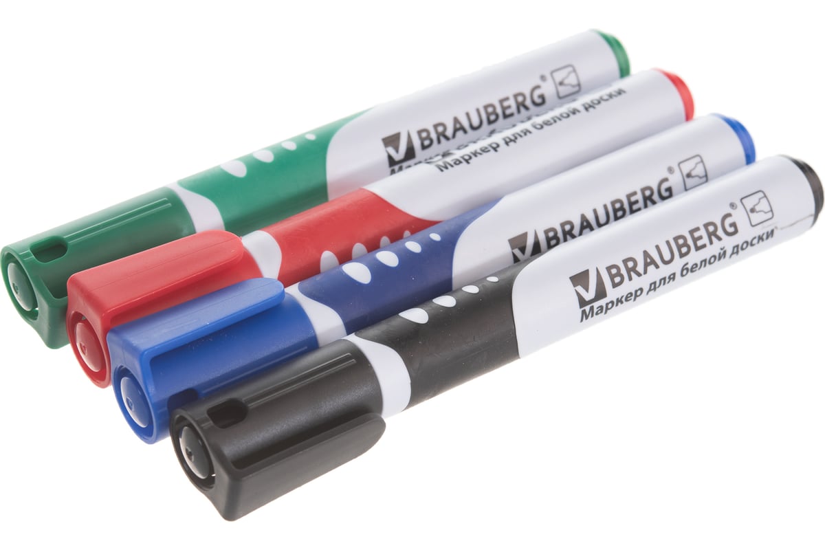 маркер brauberg. маркеры для доски brauberg, набор 4 шт. , эргономичный корпус, круглый. 5мм. набор маркеров brauberg 15 мм.