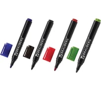 Набор маркеров для флипчарта BRAUBERG 4 шт., непропитывающие, круглые, 2,5 мм 151257