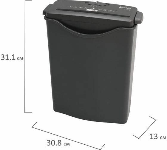 Уничтожитель BRAUBERG S6-S 1 уровень секретности, полоски 8 мм, 6 листов, 7.5 л 531087