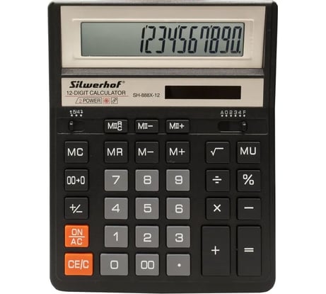Настольный калькулятор Silwerhof SH-888X-12 черный, 12-разрядов 1789257