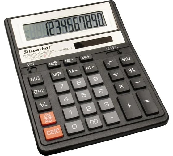 Настольный калькулятор Silwerhof SH-888X-12 черный, 12-разрядов 1789257