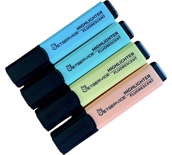 Набор текстовыделителей Jetservice Pastel Fluores 4 цвета, 1-5 мм JS-345/4