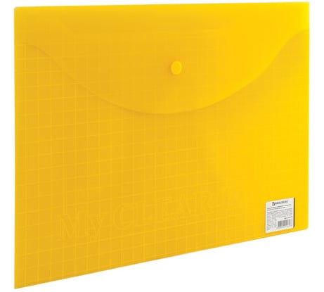 Папка-конверт с кнопкой My Clear Bag BRAUBERG, А4, до 100 листов, прозрачная, ассорти, 0,15 мм 10 шт 225174