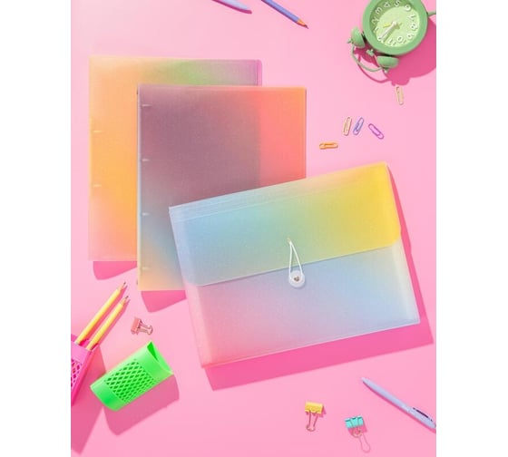 Папка Attache на 4-х кольцах А4 rainbow, рр, 600 мкм 1695238
