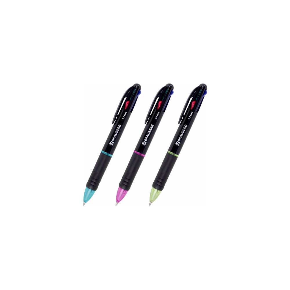Шариковая ручка BRAUBERG многоцветная автоматическая Multicolor 4 цвета ...
