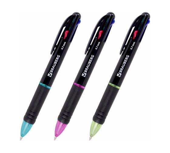 Шариковая ручка BRAUBERG многоцветная автоматическая Multicolor 4 цвета, 0,7 мм, корпус ассорти 143936 1