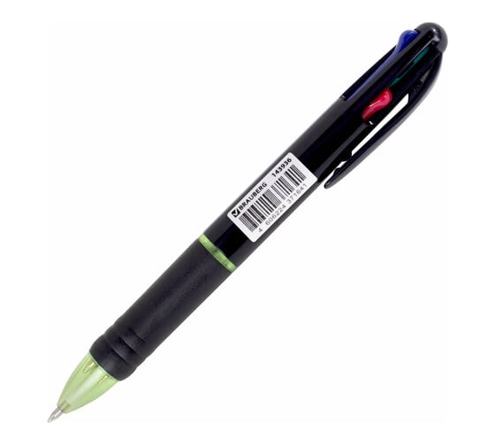 Шариковая ручка BRAUBERG многоцветная автоматическая Multicolor 4 цвета, 0,7 мм, корпус ассорти 143936