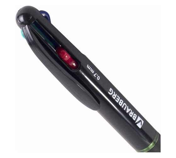 Шариковая ручка BRAUBERG многоцветная автоматическая Multicolor 4 цвета, 0,7 мм, корпус ассорти 143936