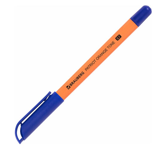 Шариковая ручка BRAUBERG Россия Patriot Orange Tone, синяя, корпус оранжевый, узел 0,7 мм, линия письма 0,35 мм 143964 1