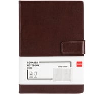 Блокнот DELI en138g а5, 96 л, 80 гм, твердая обложка, магнит, клетка 5x5 мм, коричневый, кожа (13623) 1741985