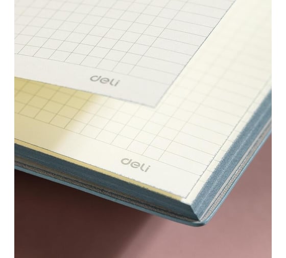 Блокнот DELI en141g а5, 112 л, 80 гм, мягкая обложка, клетка 5x5 мм, черный, кожа (13623) 1741986