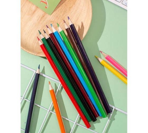 Карандаши №1 School цветные, 12 цветов, 6 граней, №1school отличник 914083