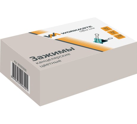 Зажим WORKMATE канцелярский, 51 мм, цветной, 12 шт./упак 15-0470