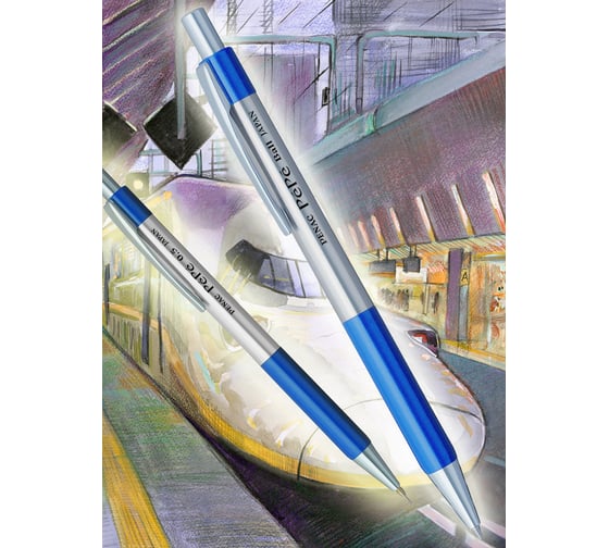 Автоматическая шариковая ручка Penac pepe, 0.5 мм, синяя, корпус металл/синий BB0502-11F/B