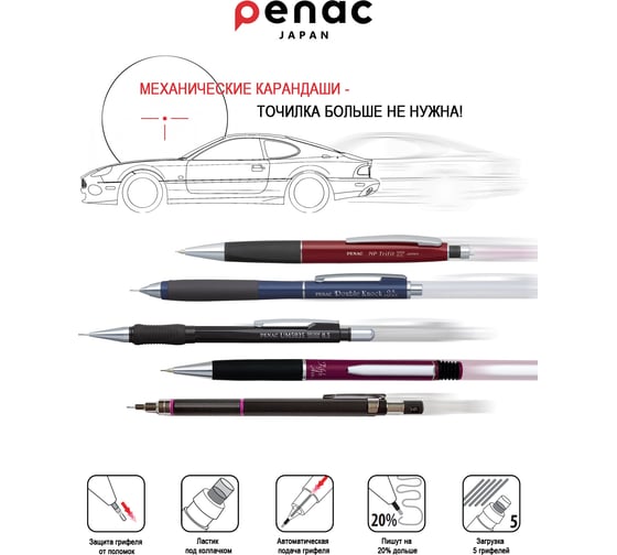 Механический карандаш Penac np-trifit 500 mp 0.7 мм, цвет корпуса гранат, в блистере SC1702-03034WP