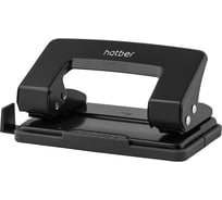Цельнометаллический дырокол Hatber 10 л, с линейкой, черный, 1 шт. 037028