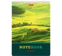 Блокнот Hatber Зелёные долины 80 л, А5, клетка, 65 г/кв.м, обложка мелованный картон, УФ-лак, на гребне, 56 шт в упаковке 081860