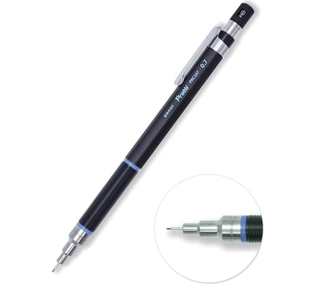 Механический карандаш Penac protti prc 107, 0.7 мм, hb, черный/голубой, блистер картон MP0107-SB-20/B