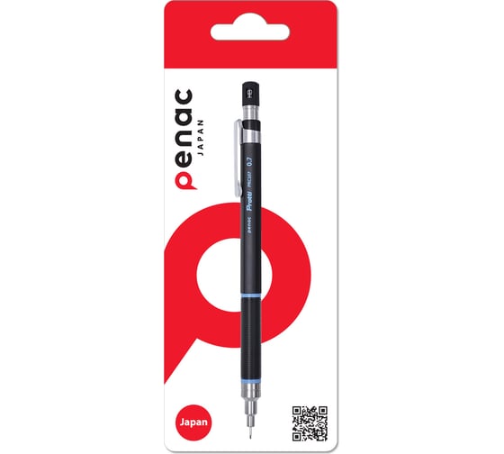 Механический карандаш Penac protti prc 107, 0.7 мм, hb, черный/голубой, блистер картон MP0107-SB-20/B