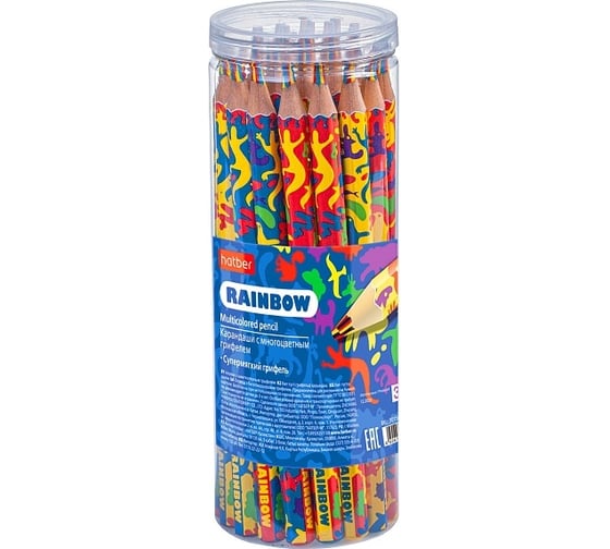 Многоцветные карандаши Hatber Rainbow заточенные, 30 шт. 035011