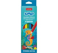Карандаши Hatber утолщенный трехгранный корпус, 6 цв., JUMBO, с точилкой, 1 шт. 065506