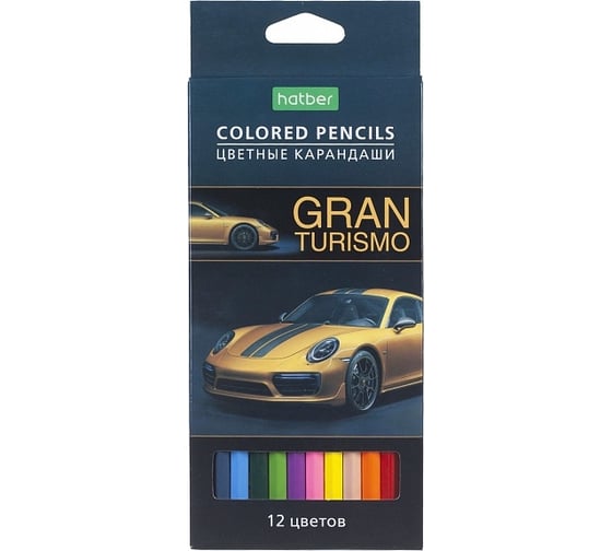 Цветные карандаши Hatber ECO 12 цв., Gran Turismo 070882 1