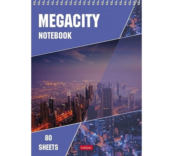 Блокнот Hatber Megacity 80 л, А5, клетка, обложка мелованный картон, УФ-лак, 56 шт в упаковке 04882
