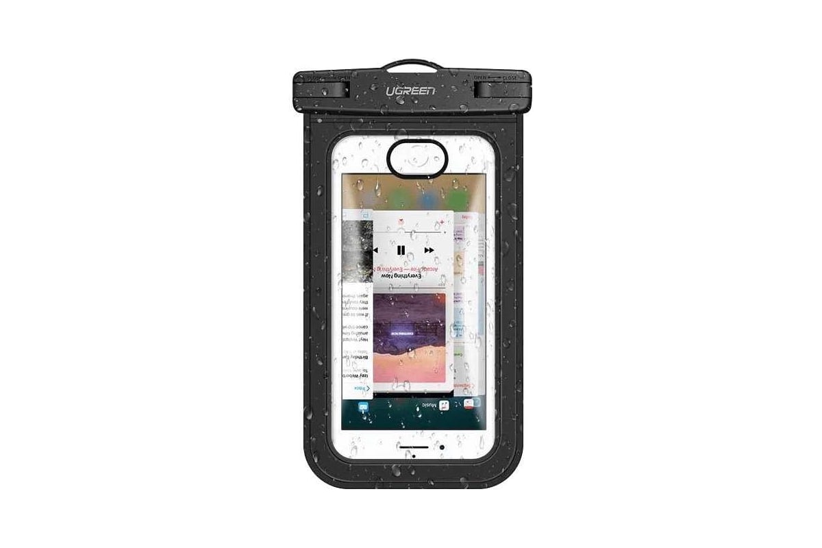 Водонепроницаемый чехол для телефона Ugreen lp186 waterproof case for phone  цвет: черный/прозрачный 50919_