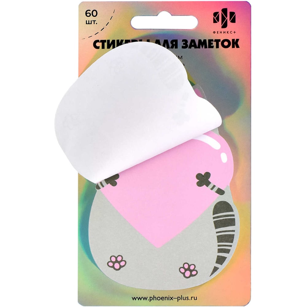 Бумажные стикеры для заметок Феникс+ 73x100 мм, 60 шт, Котик 58555 ...
