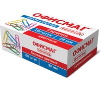 Скрепки ОФИСМАГ Экстра 28 мм цветные 100 штук 271316