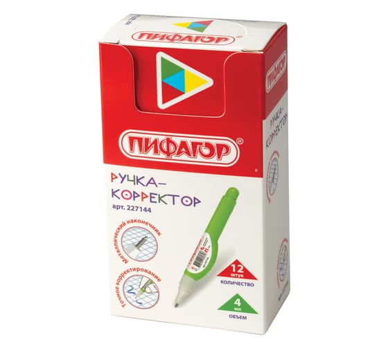 Ручка-корректор ПИФАГОР 4 мл, металлический наконечник 227144