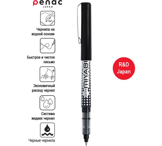 Роллер Penac miyabi 0.7 мм, черный, в блистере LP0107-BK-06/B