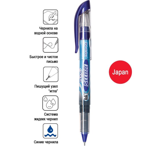 Роллер Penac 111 needle 0.5 мм синий, в блистере WP0301/B