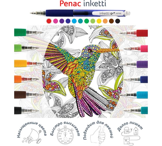 Гелевая автоматическая ручка Penac inketti 0.7 мм, синяя, 1 шт., в блистере BA3601-03F/B