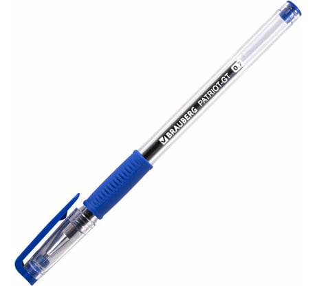 Гелевая ручка Patriot-gt BRAUBERG, синяя, корпус прозрачный, узел 0,7 мм, 0,4 мм 12 шт 143959