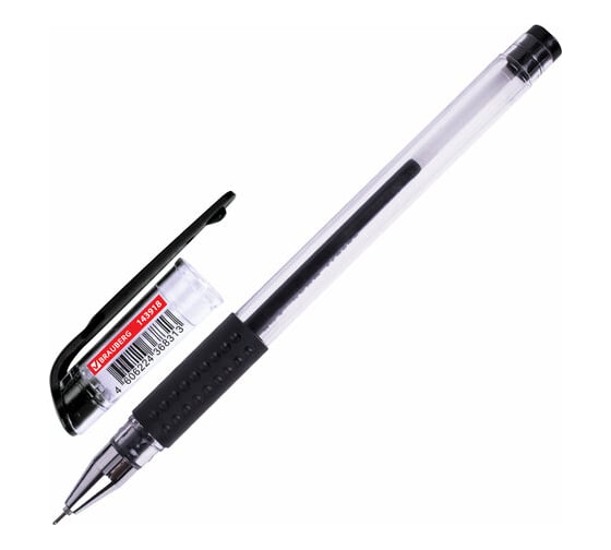 Гелевая ручка BRAUBERG с грипом Extra Gt Needle, Черная, игольчатый узел 0,5 мм, линия 0,35 мм 143918