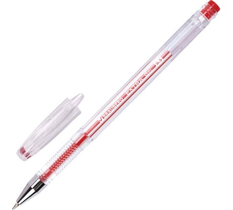 Гелевая ручка Extra BRAUBERG, Красная, корпус прозрачный, узел 0,5 мм, линия 0,35 мм 12 шт 143903