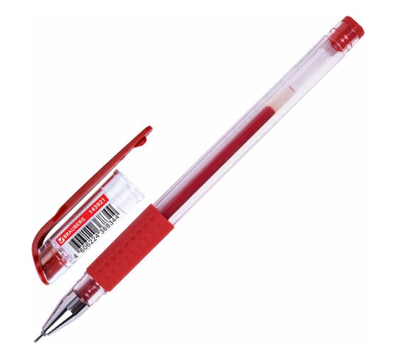 Гелевая ручка BRAUBERG с грипом Extra Gt Needle, Красная, игольчатый узел 0,5 мм, линия 0,35 мм 143921