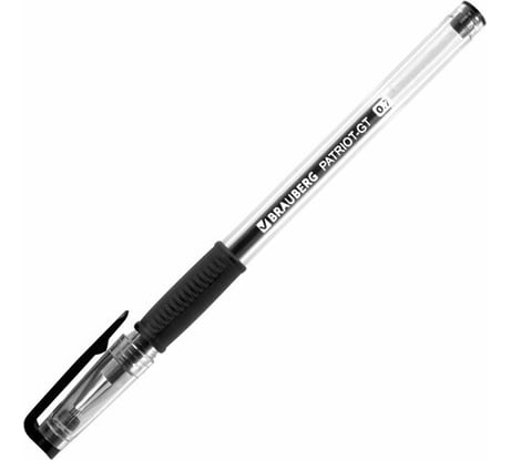Гелевая ручка Patriot-gt BRAUBERG, Черная, корпус прозрачный, узел 0,7 мм, 0,4 мм 12 шт 143960