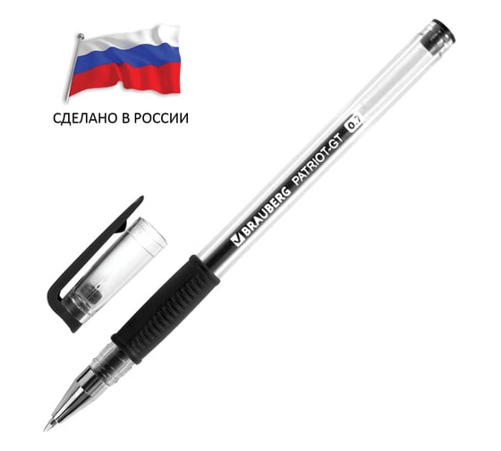 Гелевая ручка BRAUBERG Patriot-gt, Черная, корпус прозрачный, узел 0,7 мм, 0,4 мм 143960