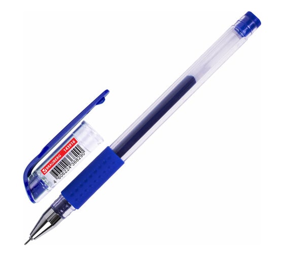 Гелевая ручка BRAUBERG с грипом Extra Gt Needle, синяя, игольчатый узел 0,5 мм, линия 0,35 мм 143916