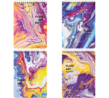 Блокнот А5 BRAUBERG 146x206 мм, 80 листов, гребень, картон, клетка, Colorful art 4 шт 114371
