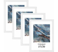 Рамка BRAUBERG 21x30 см, небьющаяся, комплект 4 шт., багет 16 мм, мдф, basic, белая 391258